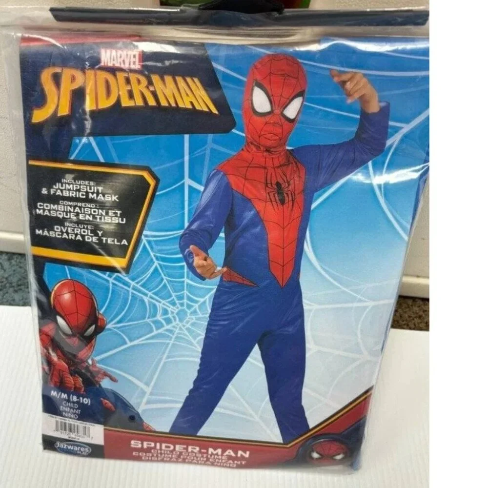 Spiderman Halloween Costume 8/10 Jumpsuit & Mask Marvel 2 Pc Boys